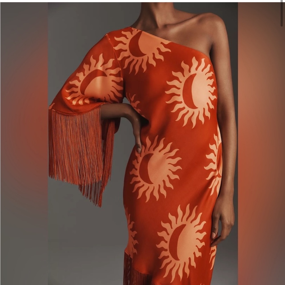 Farm Rio Asymmetrical Fringe Dress